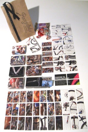 Magnetic gift sets made from dated bicycle catalogues